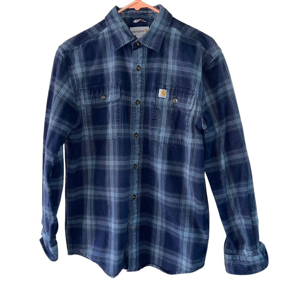 Carhartt Mens Shirt Size Small Blue Original Fit Long Sleeve Button Down